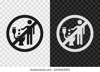 It is forbidden to throw the toilet, silhouette icon, vector glyph sign.