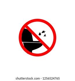 Forbidden throwing paper to toilet icon on white background can be used for web, logo, mobile app, UI, UX 