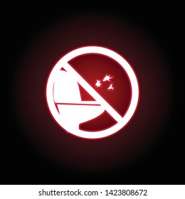 Forbidden throwing paper to toilet icon in red neon style. can be used for web, logo, mobile app, UI, UX 