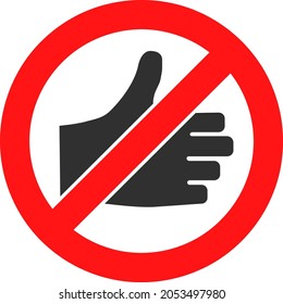 Forbidden thumb up vector illustration. Flat illustration iconic design of forbidden thumb up, isolated on a white background.