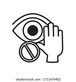forbidden touch the eyes with the hands over white background, line style, vector illustration