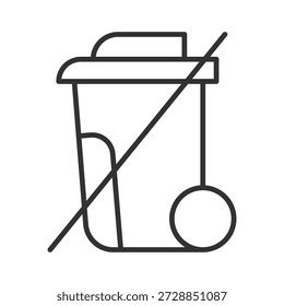 Icono prohibido de la papelera en el diseño de la línea. sin basura, prohibición, control de residuos en el Vector de fondo blanco. Icono de trazo editable de residuos
