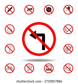 Prohibido girar a la izquierda. set se puede usar para web, logo, aplicación móvil, UI, UX