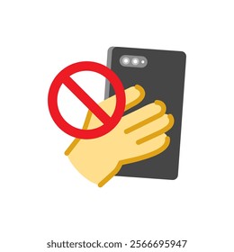 It is forbidden to turn on the smartphone. No photography allowed. Taking pictures and recording is prohibited. Graphic elements for symbols or signs, infographics, icons, interface, etc