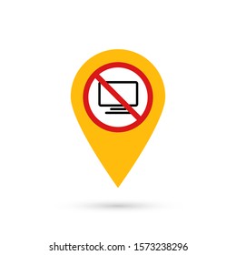 Forbidden TV icon. No old TV vector sign. Prohibited video watching icon. Warning, caution, attention, restriction. No television icon. EPS 10 flat symbol
