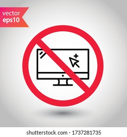 Verbotenes Fernsehen Verbotene Warnung, Vorsicht, Aufmerksamkeit, Einschränkung Label Gefahr. Verwenden Sie kein Monitor-Vektor-Symbol. Kein Flachbildschirm auf dem Bildschirm. kein Symbol für das Display-Symbol Piktogramm
