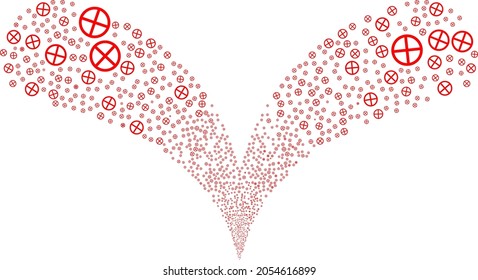 Forbidden twice fireworks stream. Forbidden stream twice fountain. Object fountain done from random forbidden symbols as fireworks.