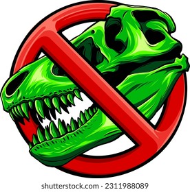 forbidden tyrannosaurus skull sign isolated on white background vector illustration