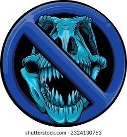 forbidden tyrannosaurus skull sign isolated on white background vector illustration