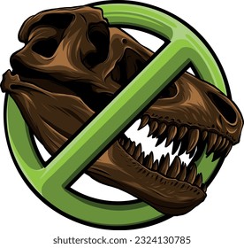 forbidden tyrannosaurus skull sign isolated on white background vector illustration