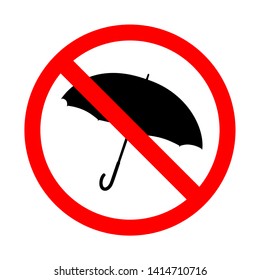 Forbidden Umbrella icon. Bright warning, restriction sign on a white background. Vector illustration of a collection of prohibition signs