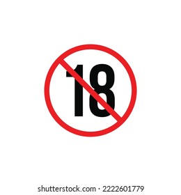 Forbidden under 18 symbol. Under 18 not allowed symbol vector