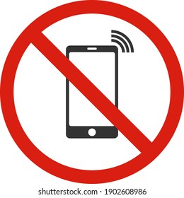 It is forbidden to use a mobile phone. Telephone prohibition sign. Vector, cartoon illustration. Vector.