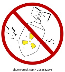 Está prohibido usar bombas nucleares o misiles. Armas prohibidas. No hay guerra. Paz mundial. Ilustración vectorial.