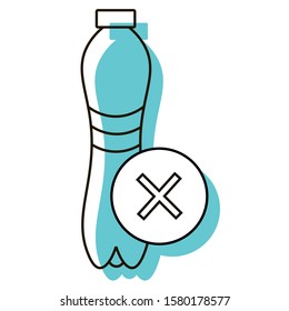Forbidden to use plastic bottles. Do not throw away plastic. Design element. Vector illustration. Icon with shadow isolated on white background.