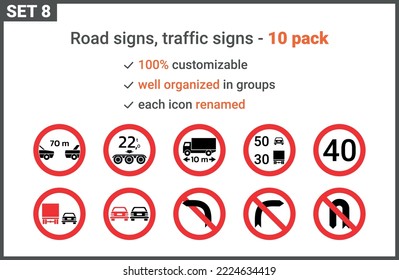 Señales vectoriales prohibidas. Ilustración de las señales de carretera.