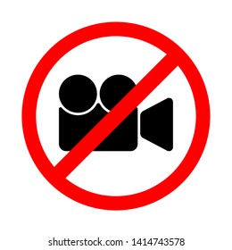 Forbidden video filming icon. Bright warning, restriction sign on a white background. Vector illustration of a collection of prohibition signs