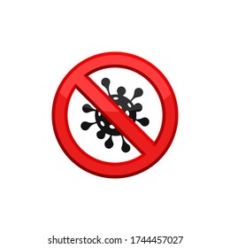 Icono de virus prohibido. No hay ningún virus de inicio de sesión plano en el vector de diseño moderno Eps 10