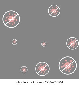 Forbidden Virus Quarantine Red Stop Covid Covid-19 Background. Pandemic Grey Coronavirus Silver Asian Flue Negative Danger Sign Wallpaper. Sick Epidemic Gray Healthcare Test Restrictions Illustration.