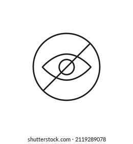 Prohibido mirar icono. Oculto de la vista. Ilustración vectorial negra de alta calidad.  