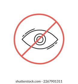 Forbidden to watch icon. Hidden from view eye. Hand drawing design style. Vector.  