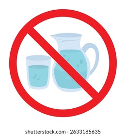 Forbidden water sign, no water sign, do not drink water icon symbol