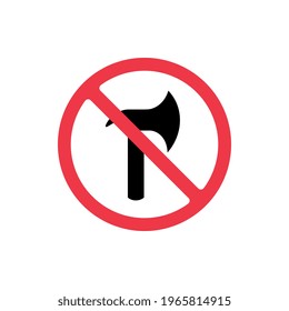 Forbidden weapon icon, no axe tool sign, prohibited ax symbol - Vector