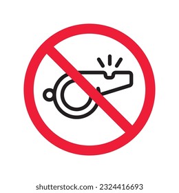 Forbidden whistle icon. No whistle  vector sign. Prohibited Warning, caution, attention, restriction. No whistle icon. EPS 10 flat symbol pictogram