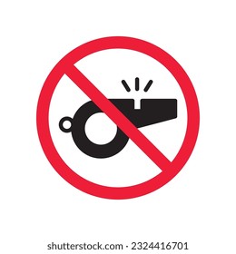Forbidden whistle icon. No whistle  vector sign. Prohibited Warning, caution, attention, restriction. No whistle icon. EPS 10 flat symbol pictogram