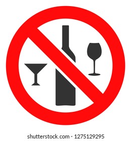 Forbidden wine drinks vector icon symbol. Flat pictogram is isolated on a white background. Forbidden wine drinks pictogram designed with simple style.