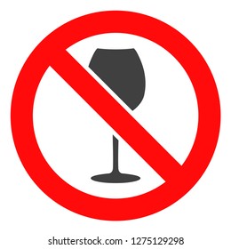 Forbidden wine vector icon symbol. Flat pictogram is isolated on a white background. Forbidden wine pictogram designed with simple style.