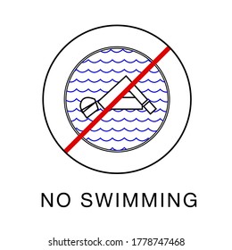 Forbidding bathing is prohibited sign. Vector image.