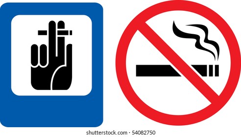 Forbidding and permitting vector signs "No smoking" and "Smoking here"