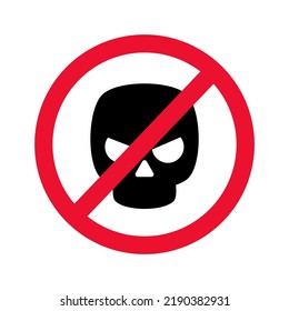 Prohibición del signo rojo con la ilustración del vector de la silueta simple negra