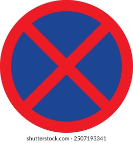 Forbidding Road Sign Vector. No Waiting. No Stopping. Prohibited. Prohibition. Do Not Park or Wait or Stop.