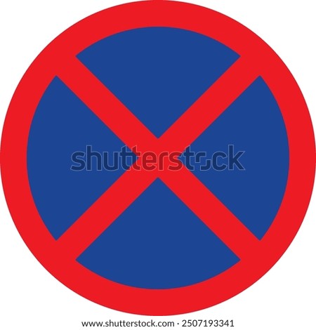Forbidding Road Sign Vector. No Waiting. No Stopping. Prohibited. Prohibition. Do Not Park or Wait or Stop.