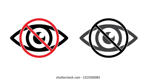 Forbidding Sign.  No Sign. Don`t Look. Eye Sign Icon