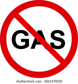A forbidding sign for the use of gas. There is no Co2 pollution icon. Vector image isolated on a white background.