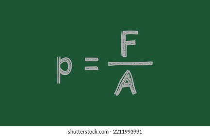 force area and pressure formula vector illustration with handwriting style