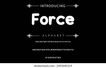 Force font modern bouncy typeset, lively friendly alphabet. Playful cheerful letters in Los Muertos Mexican style for menus, labels, signage, ads, crafts and comic book. Vector typographic design