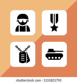 force icon. 4 force set with army, dog tag, military and war vector icons for web and mobile app