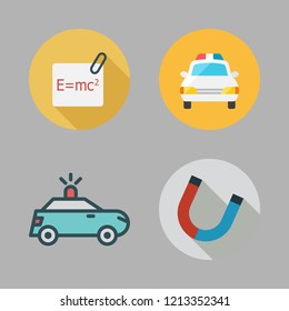 force icon set. vector set about physics, magnet and police car icons set.
