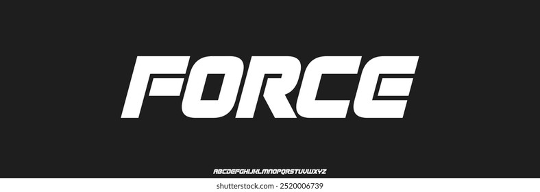 Force minimal modern alphabet fonts. Typography minimalist urban digital neon future creative logo font. vector illustration