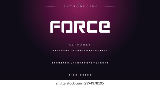 Force Modern Bold Font. Sans Serif Font. Regular Italic Uppercase Lowercase Typography urban style alphabet fonts for fashion, sport, technology, digital, movie, logo design, vector illustration