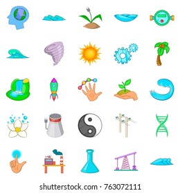 Force of nature icons set. Cartoon set of 25 force of nature vector icons for web isolated on white background