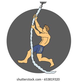 force pulling up. sport. rope. power. muscles. vector illustration.