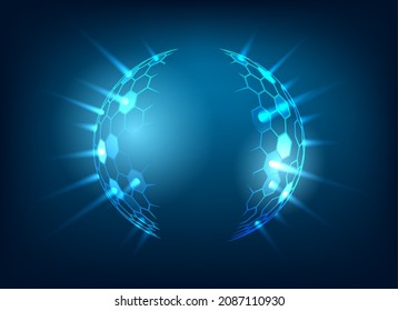 Force sphere. Shield ball, protection glowing guard bubble, powerful protected space circle surface, security globe, abstract power cover futuristic technology barrier vector image