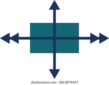 Force vector diagram showing multidirectional arrows on a block with mechanics direction dynamics equilibrium balanced unbalanced magnitude acceleration technical engineering academic