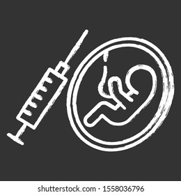 Forced abortion chalk icon. Unwanted and unplanned pregnancy. Baby in mother womb. Birth control. Surgical, medical procedure. Female rights inequality. Isolated vector chalkboard illustration