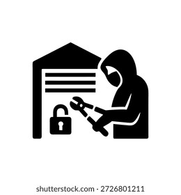 Icono de entrada de garaje forzado aislado sobre fondo blanco